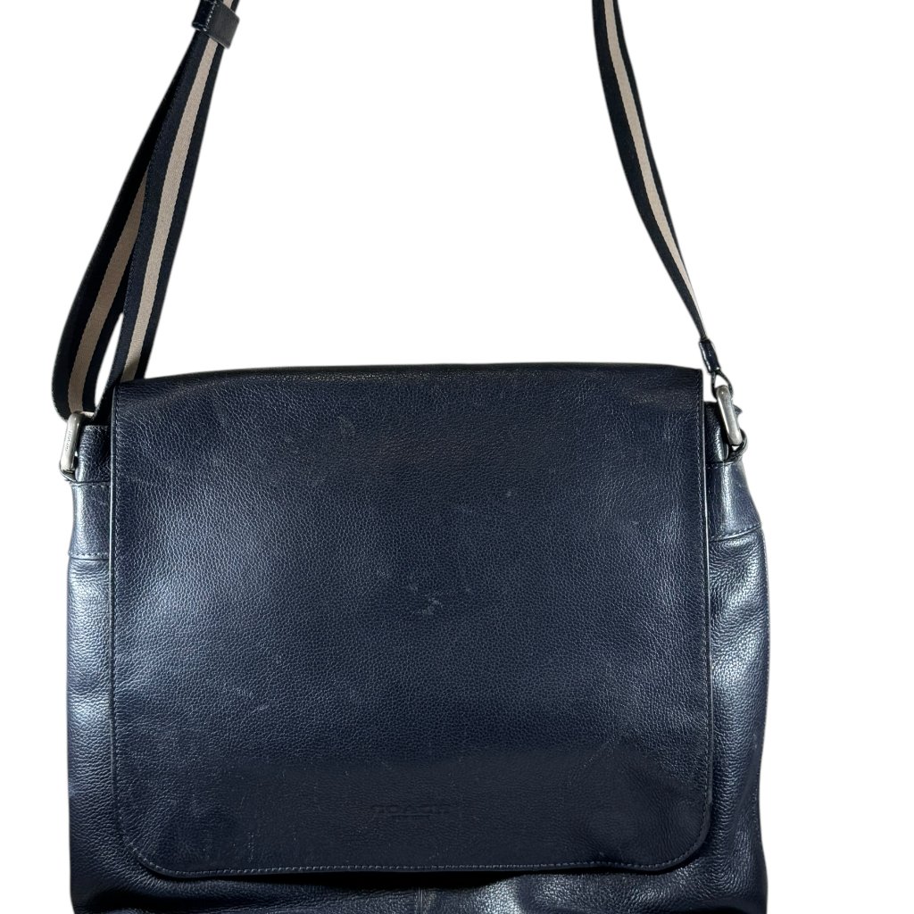 Coach Charles Sport Midnight Blue Leather Messenger Bag In Mint Condition